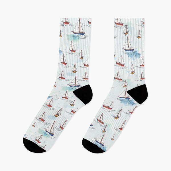 Item preview, Serene Blue Red Sailboats at Sea Pattern  designed and sold by tanjica.