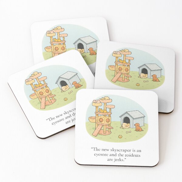 Item preview, Funny Cat Tower Doghouse Cartoon Pet Rivalry Design designed and sold by PitselehStudio.