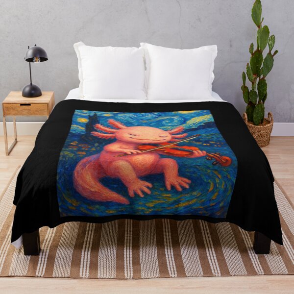 Item preview, Axolotl Violin Violinist Starry Night Van Gogh Sky Art designed and sold by BornBorn.
