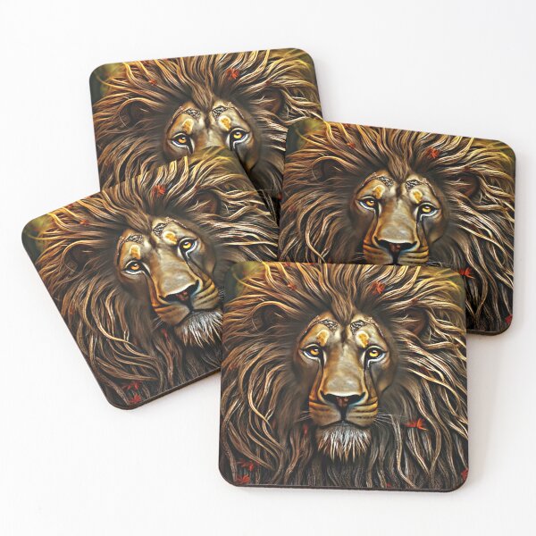 Item preview, Fantasy Lion Face In Powerful Breathtaking Golden Hues  designed and sold by DEC02.