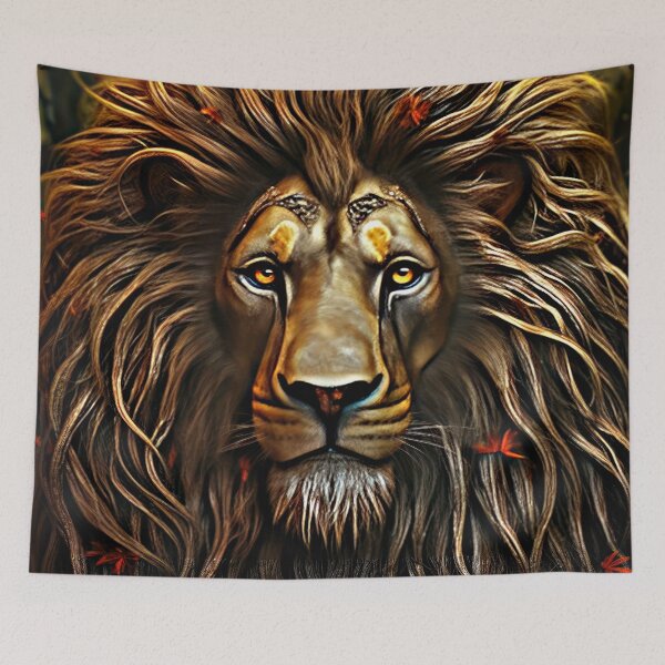 Item preview, Fantasy Lion Face In Powerful Breathtaking Golden Hues  designed and sold by DEC02.