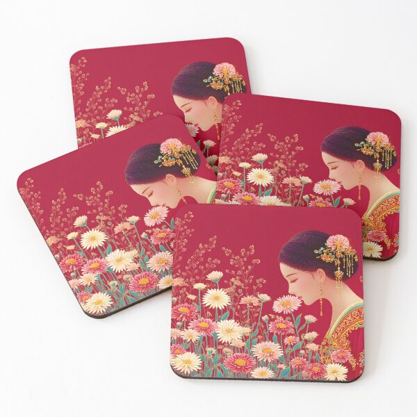 Item preview, Elegant Woman Surrounded by Blossoming Flowers designed and sold by Artessie.