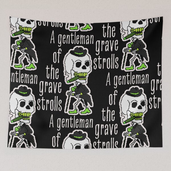 Item preview, Distinguished Skeleton Walks In Green Black White Elegance designed and sold by SplashTastic.
