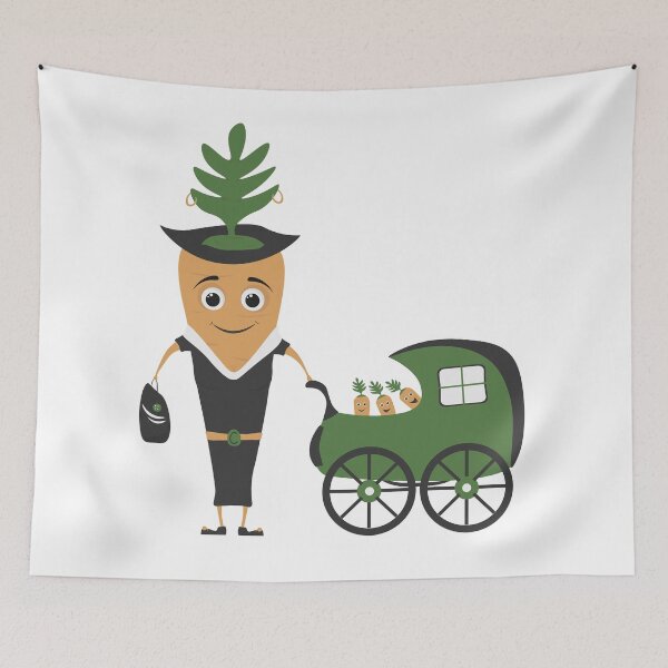 Item preview, Mother Carrot with Baby Carrots in stroller designed and sold by rymarenko.