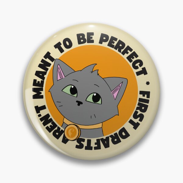 Item preview, First Drafts Aren’t Meant to Be Perfect | Writer Cat | Yellow Background designed and sold by StoryForge.