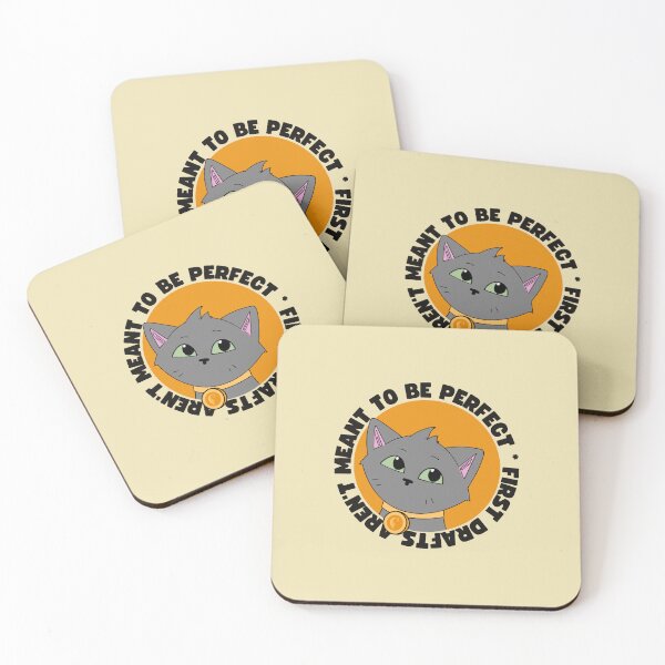 Item preview, First Drafts Aren’t Meant to Be Perfect | Writer Cat | Yellow Background designed and sold by StoryForge.