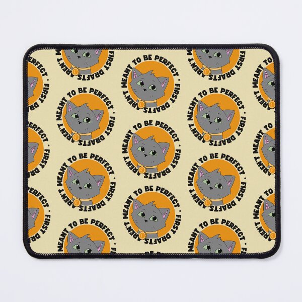 Item preview, First Drafts Aren’t Meant to Be Perfect | Writer Cat | Yellow Background designed and sold by StoryForge.