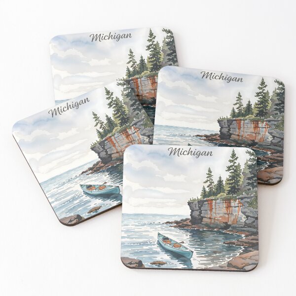 Item preview, Pictured Rocks Michigan Poster – Great Lakes Coastal Escape designed and sold by pixelated_echoes.