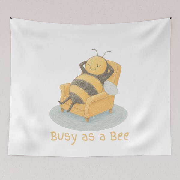 Item preview, Busy as a Bee - Cute Relaxed Bumblebee Art designed and sold by Sleepy Pencil Studio.