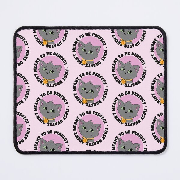 Item preview, First Drafts Aren’t Meant to Be Perfect | Writer Cat | Pink Background designed and sold by StoryForge.