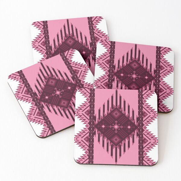 Item preview, Bold Tribal Geometric Pattern with Diamond Shapes in Pink and Maroon for Textile or Wall Art designed and sold by Jukclassic.