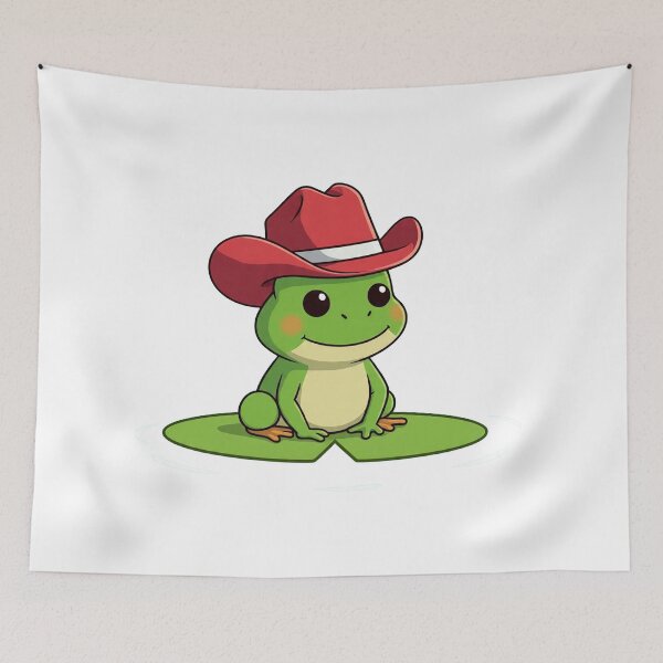 Item preview, Cowboy Frog Sticker – Cute Cartoon Frog on Lily Pad in Pastel Colors designed and sold by 001Haiba.