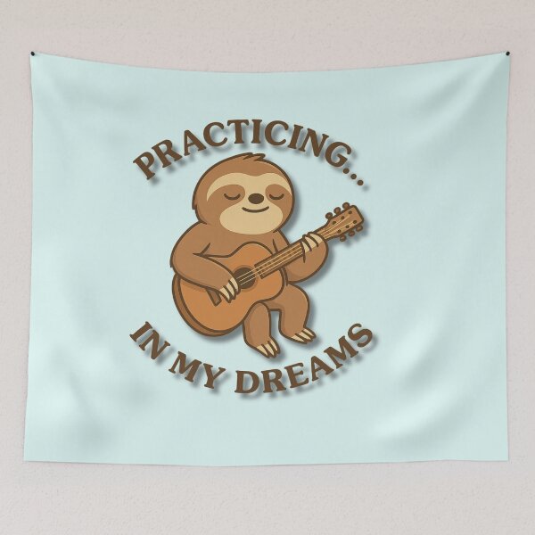 Item preview, Funny Guitar Sloth – Practicing in My Dreams Cute Music Lover Design designed and sold by konthai.familyart.