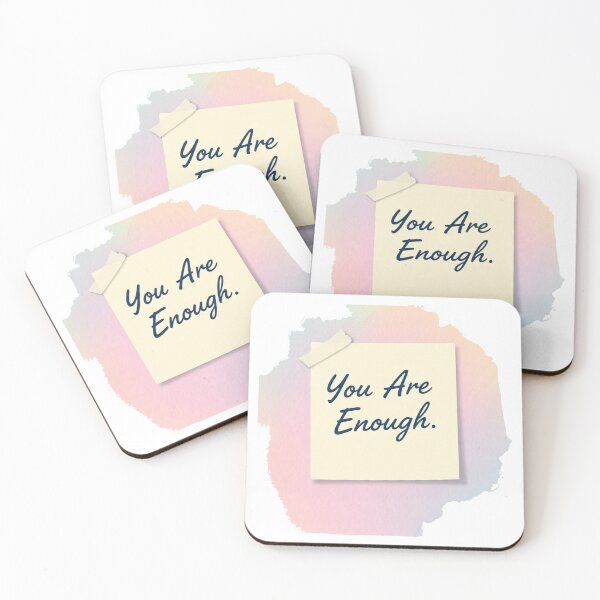 Item preview, You Are Enough – Uplifting Handwritten Sticky Note Sticker in Pastel Watercolor Style designed and sold by 001Haiba.