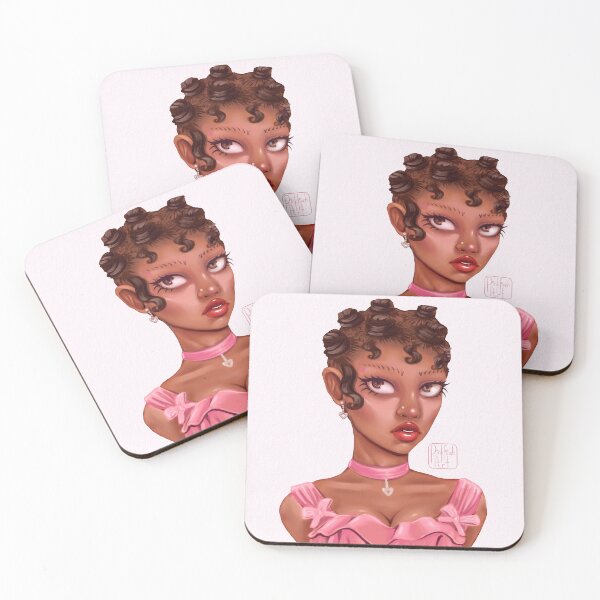 Item preview, Bantu Knots Pink Girl designed and sold by Pinkfinch Art.