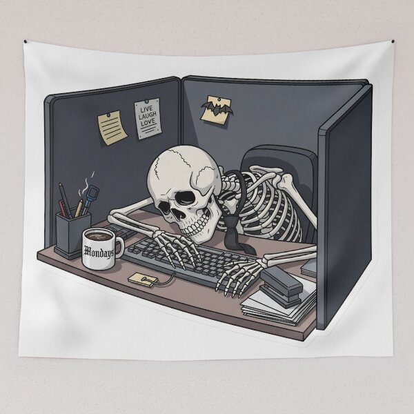 Item preview, Funny Skeleton at Work | Corporate Goth designed and sold by StickyGuys.