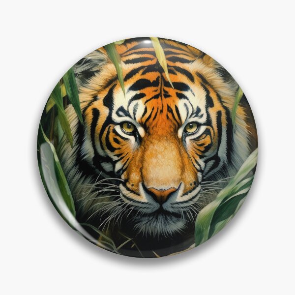 Item preview, Tiger Face Looking Through Jungle Leaves Fantasy Art designed and sold by DEC02.