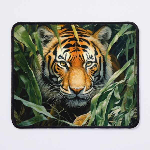 Item preview, Tiger Face Looking Through Jungle Leaves Fantasy Art designed and sold by DEC02.