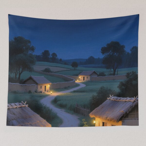 Item preview, Moonlit Village Evening: A Peaceful Rural Night designed and sold by optimusprime39.