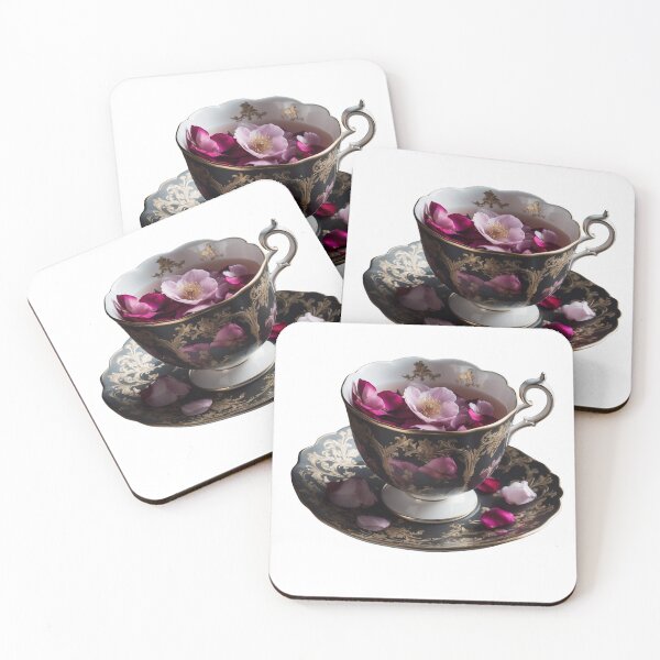 Item preview, Victorian Teacup Overflowing with Flower Petals – Vintage Sticker designed and sold by dreamparlor.