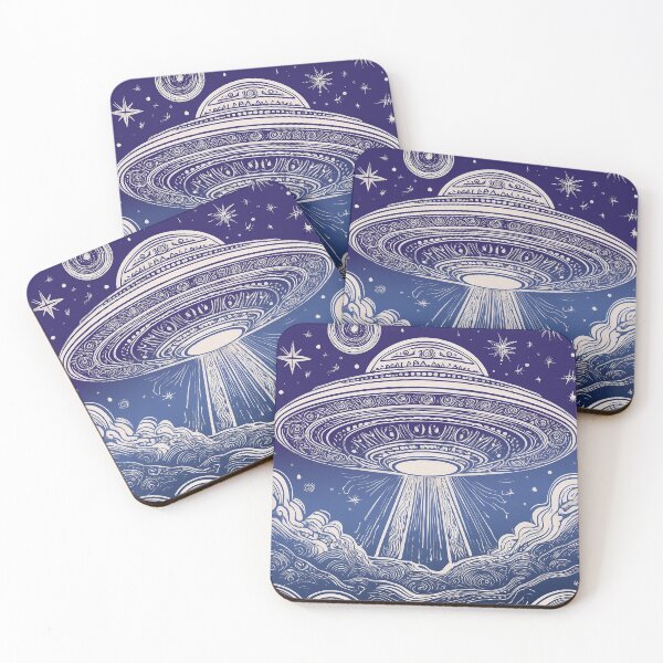 Item preview, UFO Flying Saucer Batik Retro Space designed and sold by AuroraXGreen.