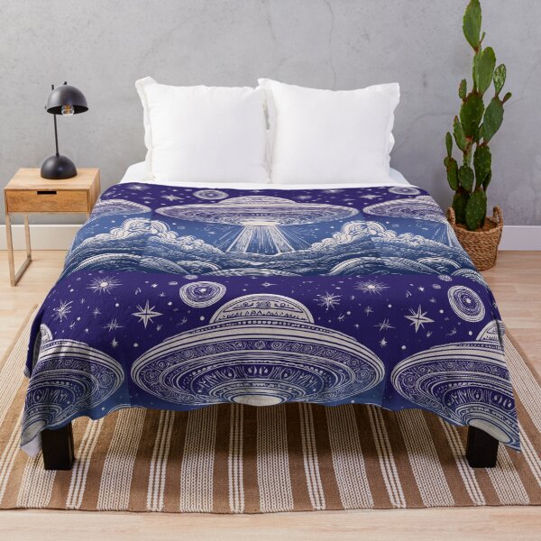 Item preview, UFO Flying Saucer Batik Retro Space designed and sold by AuroraXGreen.