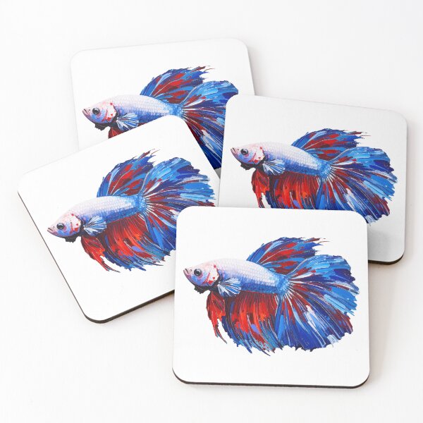 Item preview, Vibrant Red Blue Betta Painting designed and sold by Artprintmaking.