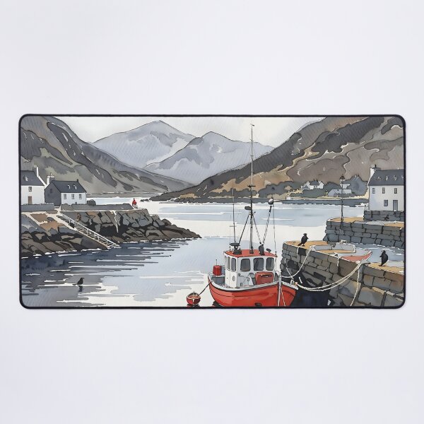 Item preview, Ullapool Scotland Travel destination – Tranquil Coastal Village Scene designed and sold by pixelated_echoes.
