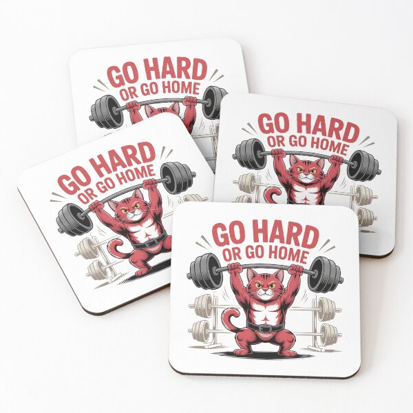 Item preview, Go Hard or Go Home – Gym Cat Weightlifting Funny Design designed and sold by Haji  Kamora.
