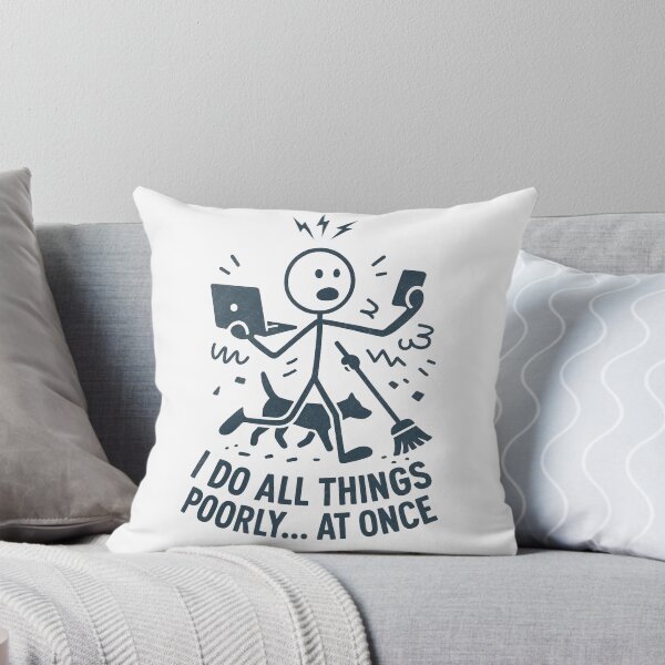 Item preview, Funny Multitasking Stick Figure Shirt – Vintage Distressed Chaos Humor Tee for Work, Home, and Daily Struggles designed and sold by Thehatinthecat.