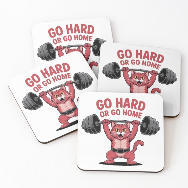 Item preview, Go Hard or Go Home – Gym Cat Weightlifting Funny Design designed and sold by Haji  Kamora.