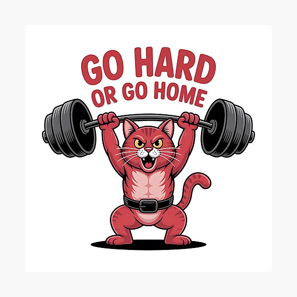 Item preview, Go Hard or Go Home – Gym Cat Weightlifting Funny Design designed and sold by Haji  Kamora.