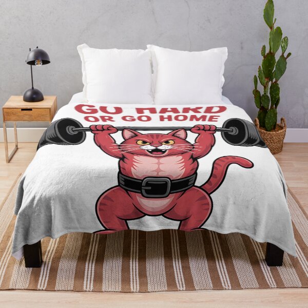 Item preview, Go Hard or Go Home – Gym Cat Weightlifting Funny Design designed and sold by Haji Kamora.