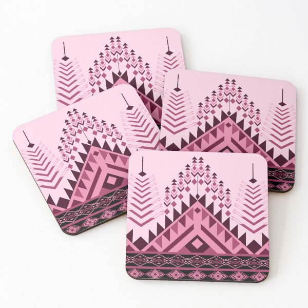 Item preview, Decorative Ethnic Pattern with Diamond Star Motif in Pink and Maroon on Soft Background designed and sold by Jukclassic.