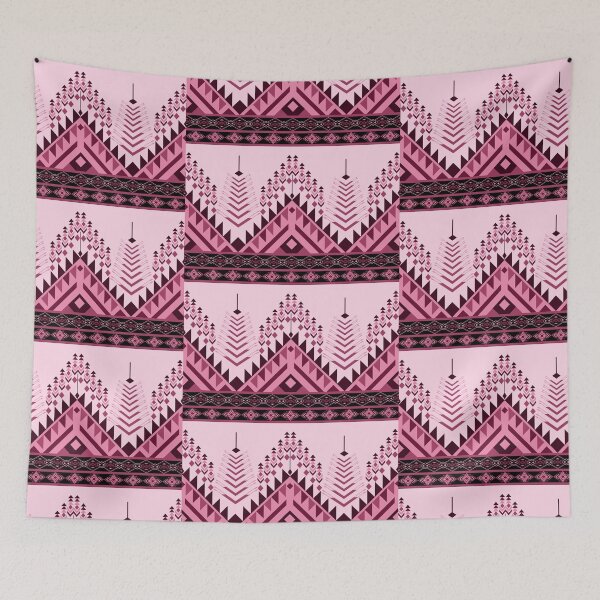Item preview, Decorative Ethnic Pattern with Diamond Star Motif in Pink and Maroon on Soft Background designed and sold by Jukclassic.
