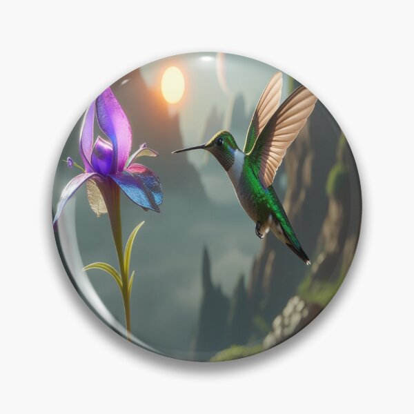 Item preview, Hummingbird Hovering Alien Flower Sci-Fi Art designed and sold by Max Store.