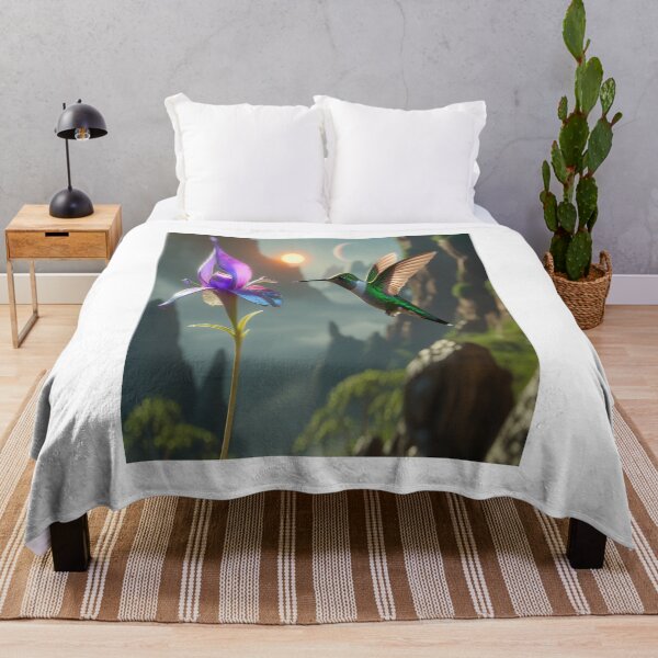 Item preview, Hummingbird Hovering Alien Flower Sci-Fi Art designed and sold by Max Store.