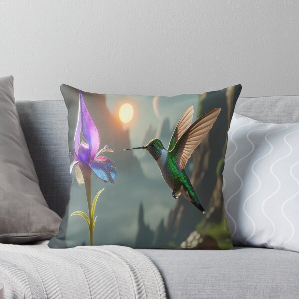 Item preview, Hummingbird Hovering Alien Flower Sci-Fi Art designed and sold by Max Store.