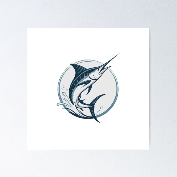 Item preview, Stylized Blue Marlin – Classic Design on Light Background designed and sold by FusiTink.