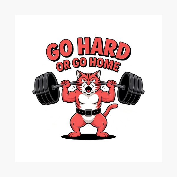 Item preview, Go Hard or Go Home – Gym Cat Weightlifting Funny Design designed and sold by Haji  Kamora.