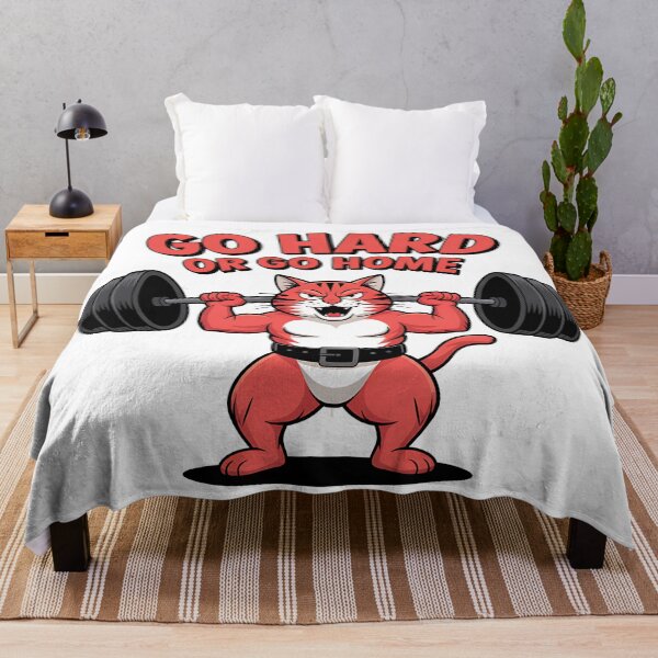 Item preview, Go Hard or Go Home – Gym Cat Weightlifting Funny Design designed and sold by Haji Kamora.