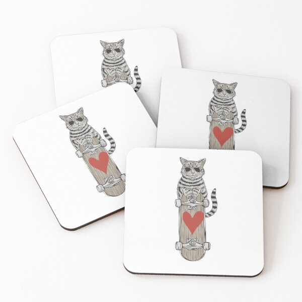 Item preview, Cool Cat Skateboard Design – Hipster Kitty with skateboard designed and sold by Kreacraft.