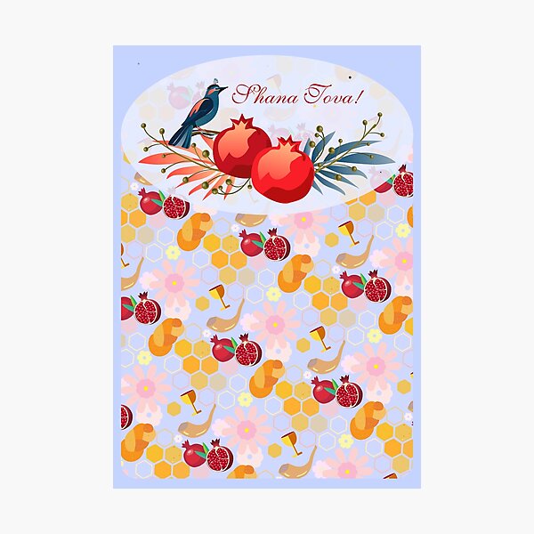 Item preview, Happy Rosh Hashana! Jewish New Year Holiday Decoration Shanah Tova! in Hebrew designed and sold by sofiartmedia.