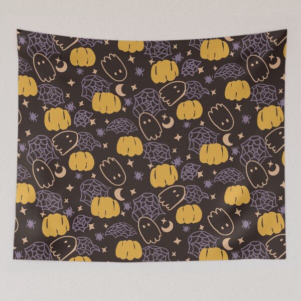 Item preview, Ghostly Gathering – Cute Halloween Ghosts & Pumpkins Pattern designed and sold by Aysa Designs.