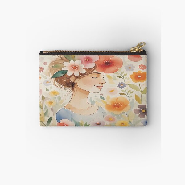 Artikelvorschau, Wunderliches Blumenmädchen – Sanfte Aquarell-Frühlingsillustration entworfen und verkauft von A2JRetro.
