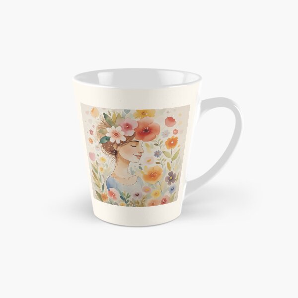 Aperçu de l'œuvre Fille florale fantaisiste – Illustration printanière à l'aquarelle douce créée et vendue par A2JRetro.