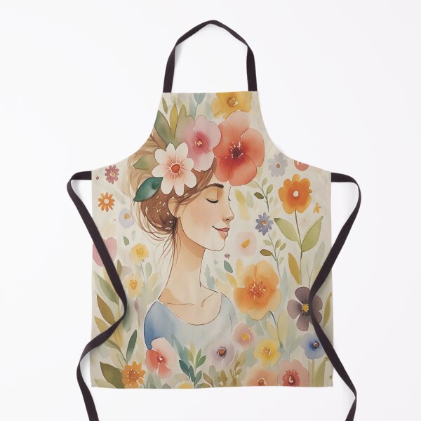 Artikelvorschau, Wunderliches Blumenmädchen – Sanfte Aquarell-Frühlingsillustration entworfen und verkauft von A2JRetro.