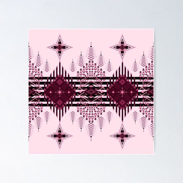 Item preview, Tribal Chevron Diamond Textile Design in Pink and Maroon with Bold Repeating Cultural Elements designed and sold by Jukclassic.