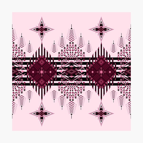 Item preview, Tribal Chevron Diamond Textile Design in Pink and Maroon with Bold Repeating Cultural Elements designed and sold by Jukclassic.