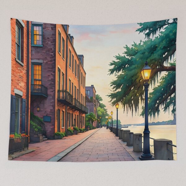 Item preview, Savannah, Georgia: Spring Evening on the Historic Waterfront designed and sold by LSVart.